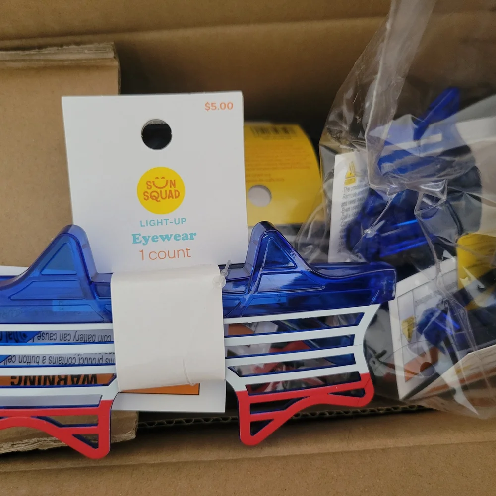 (Case Of 24) Sun Squad Light-Up Eyewear - Blue & Red Star Sunglasses